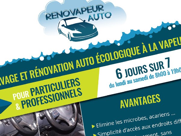 Réalisation de la maquette du flyer de Rénovapeur Auto à Montech