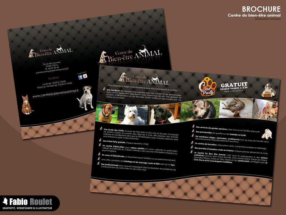 Plaquette commerciale centre du bien-être animal sur Paris Réalisation d'une brochure A5