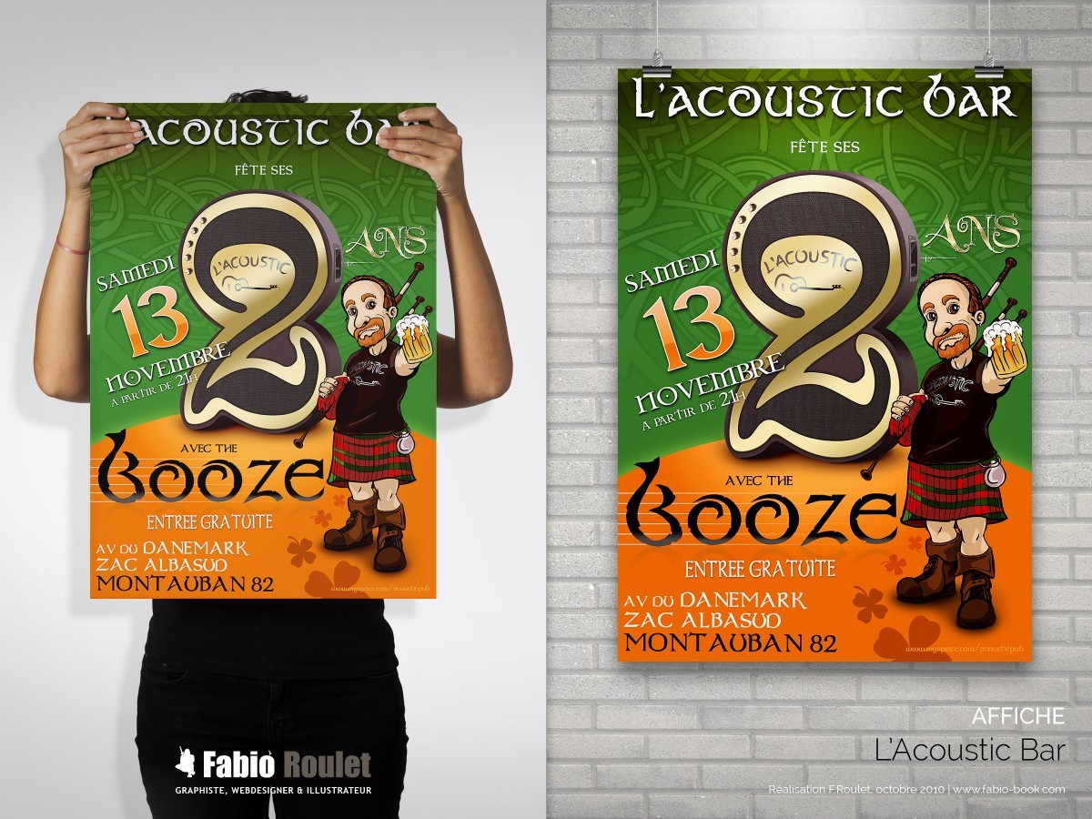 Affiche pour les 2 ans de 'louverture du bar à Montauban Flyer
