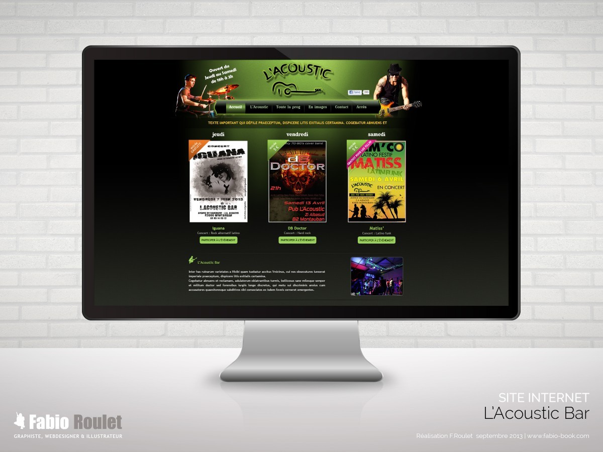 lacousticbar.com Site internet vitrine sous drupal 7