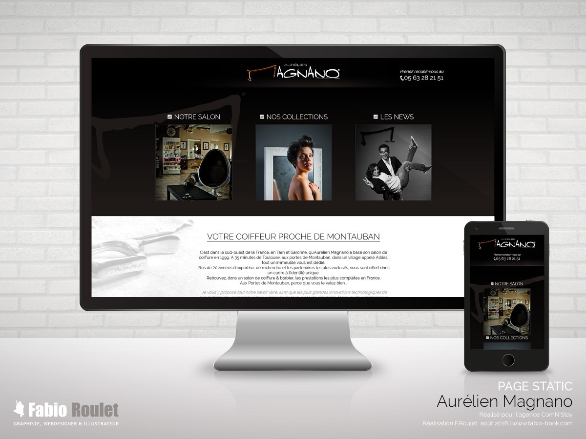 salon-coiffure-montauban.com Site internet page static d'Aurélien Magnano coiffeur à Albias 82