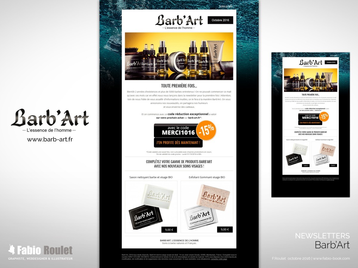 Webmarketing : Newsletter  Barb'Art octobre 2016