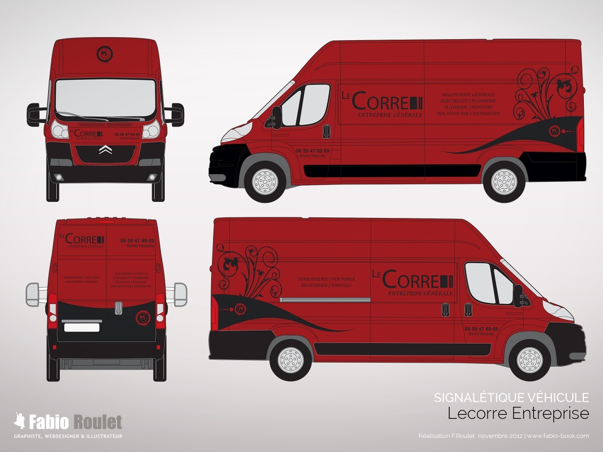 Signalétique : graphiste réalisation du marquage du fourgon 