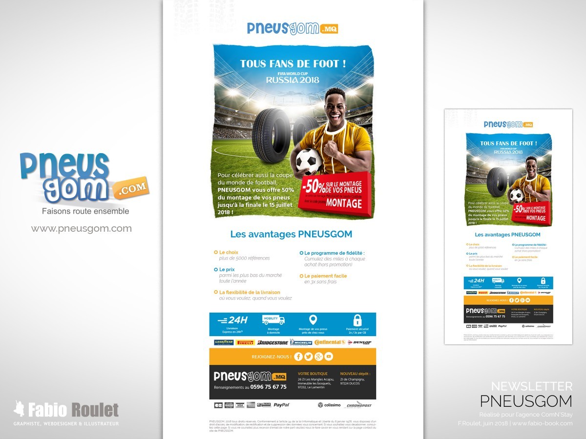 Campagne promo à l'occasion de la coupe du monde de foot 2018 Newsletter :