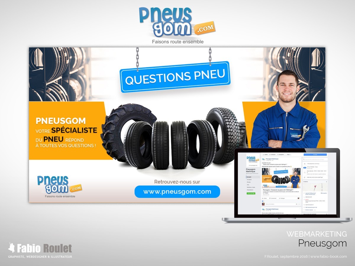 Webmarketing : publicité pour le blog et les pages facebook Pneusgom